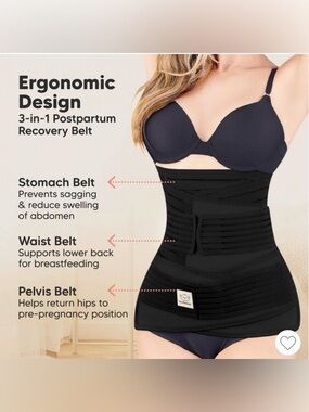 KeaBabies Revive Postpartum Shapewear Faja for Stomach, Waist, & Pelvis in Black